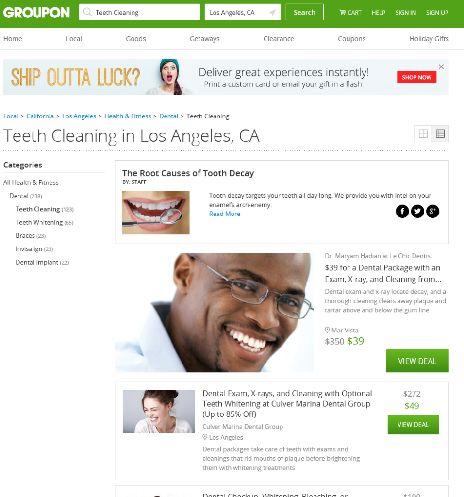 teeth cleaning in LA groupon